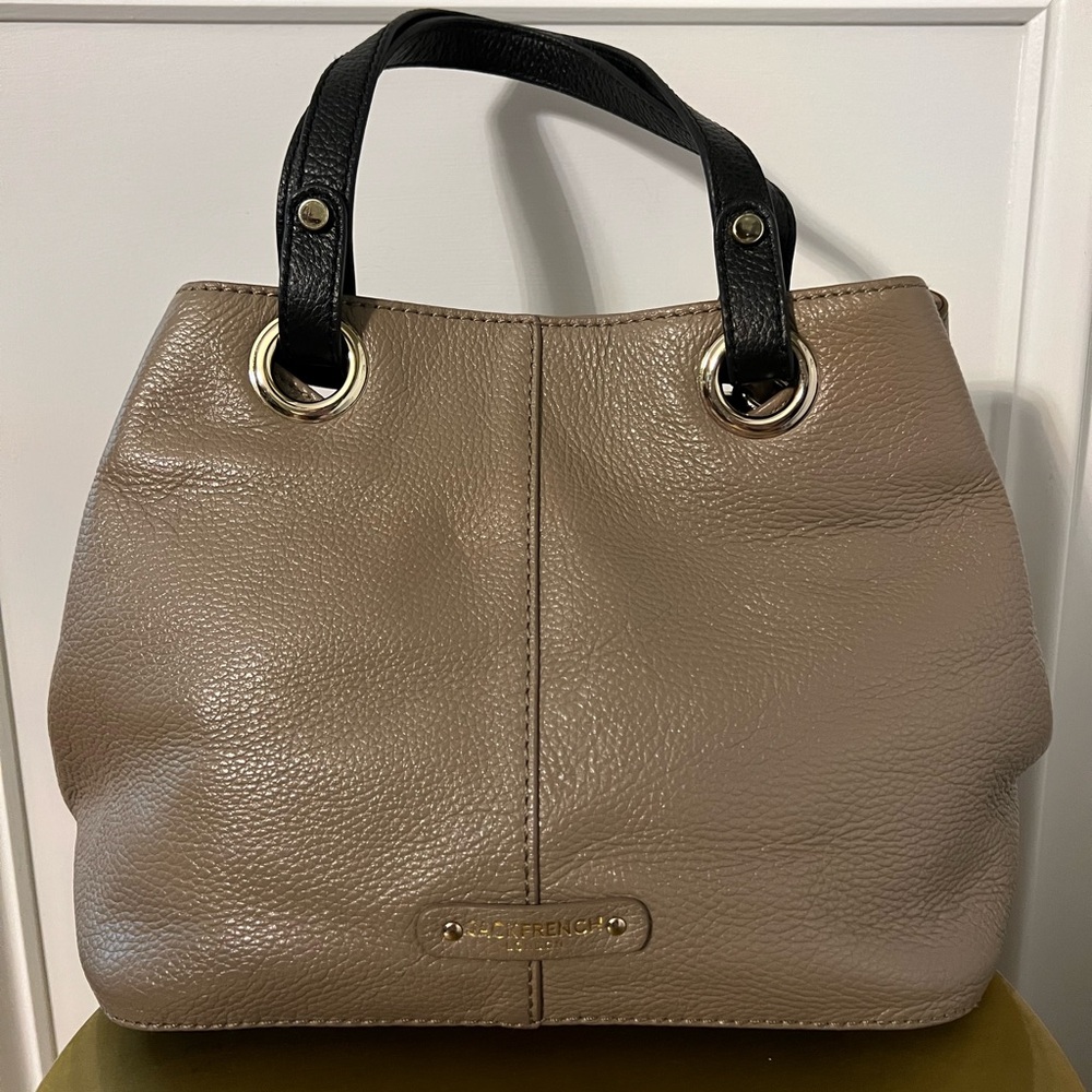 Jack French London Black/Tan Leather Tote, great used condition, clean interior